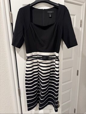 White House Black Market Black and White Striped Dress